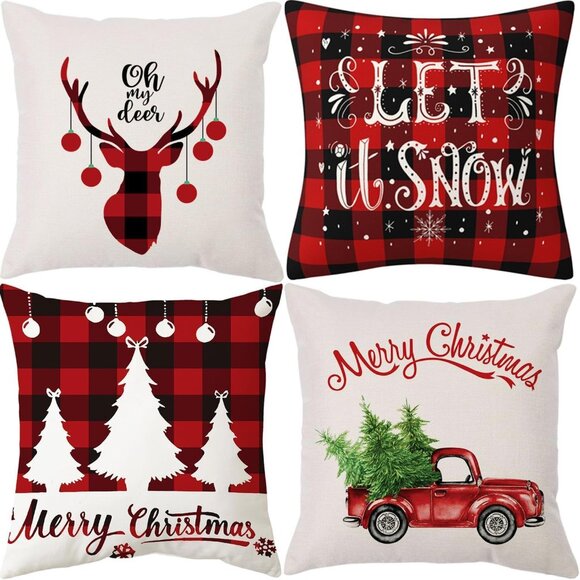 🆕 Merry Christmas Throw Pillow Covers Cushion Home Decorative Couch Sofa Linen - Picture 1 of 7